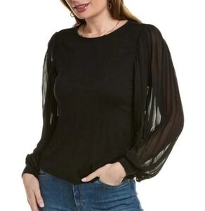 Cato 22/24 black blouse sheer sleeve